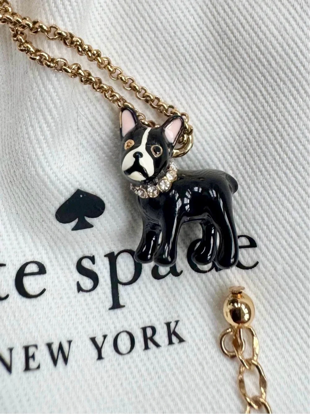 Kate Spade New York Ma Chérie Antoine French Bulldog mini pendant necklace